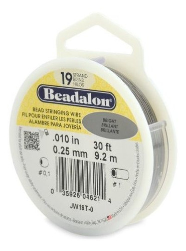 Beadalon 19-strand 0,010  (0,25 Mm) 30 Pies (9,1 M) Bright H