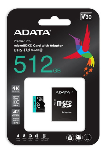Imagen 1 de 2 de Memoria Micro Sd 512gb Adata Premier Ausdx512gui3v30sa2 Ra1