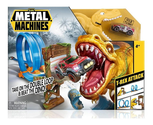 Pista Autos Dinosaurio Doble Metal Machines T-rex Atack Full