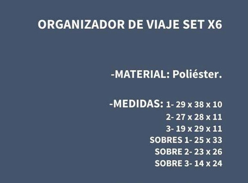 Organizador De Viaje X 6 Piezas Gris