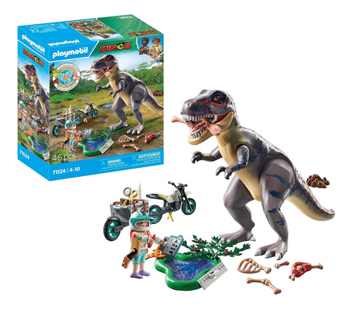 Caza Del T-rex Playmobil 71524 Con Motocicleta Y Accesorios