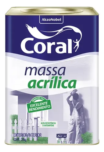 Massa Coral Acrilica Branca 25kg Acabamento Massa Corrida