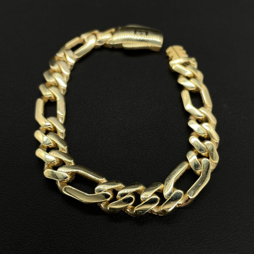 Pulso Monaco Chain Oro 10k Tejido Fígaro Broche Liso 18x1cm Dorado 1 Cm 18 Cm