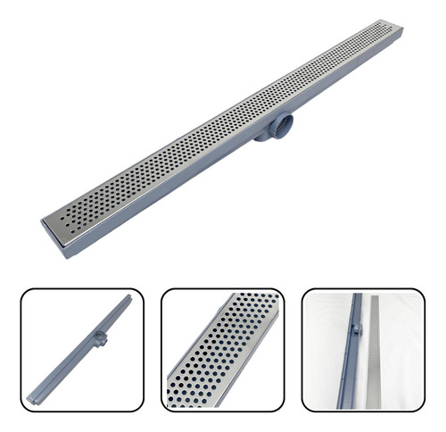 Ralo Box De Banheiro 70cm Inox Perfurado Espelhado Col Cinza