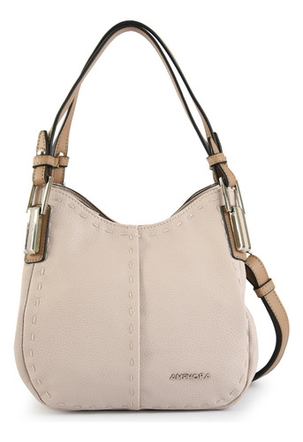 Cartera Talina Mujer Amphora Acabado De Los Herrajes Níquel Color Beige Diseño De La Tela Liso