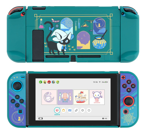 Funda Protectora Para Nintendo Switch Tpu Suave Gato Dorado