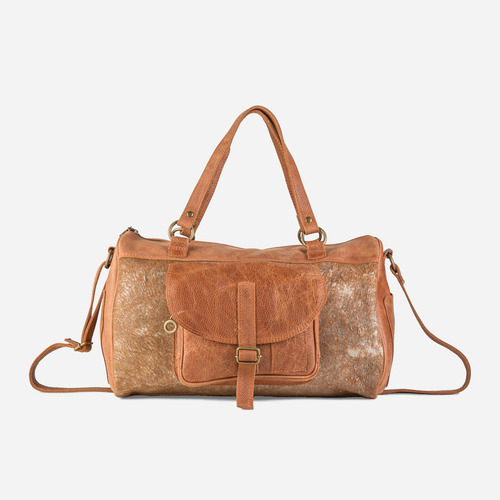 Bolso De Viaje Nevado - Cuero Con Pelo