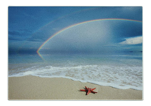 Ambesonne Tabla Cortar Estrella Mar Arco Iris Nube Ola Cielo