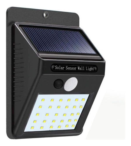 Ilios Innova Lámpara LED SOLAR Con 30 Leds Impermeabley Sensor De Movimiento Color Durante la noche la lámpara permanece apagada hasta que el sensor detecta el movimiento cercano.