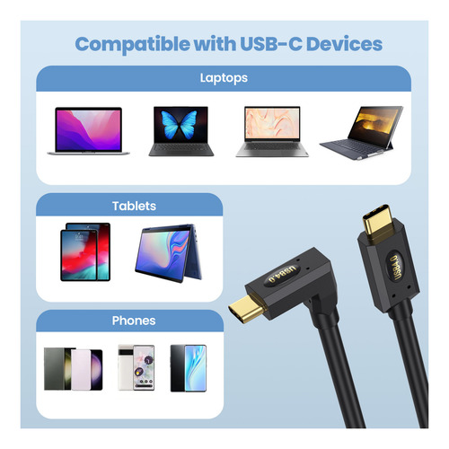 Cabo Em Espiral Usb 4.0 Tipo C De 40 Gbps Retrátil A 3,3 Pés