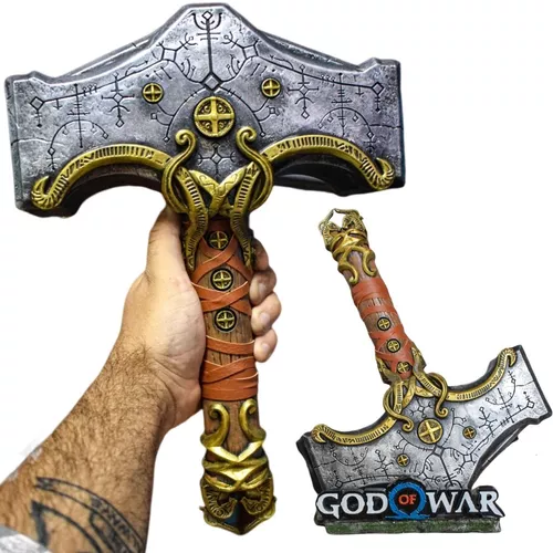 Martelo Thor God Of War Ragnarok C/ Base Cosplay Decoração