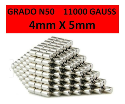 Neo/dimio Imanes 4mm X 5mm , 100 Piezas Grado N50