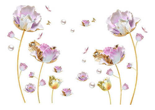 2 Pegatinas De Pared De Flores, Calcomanías Artísticas