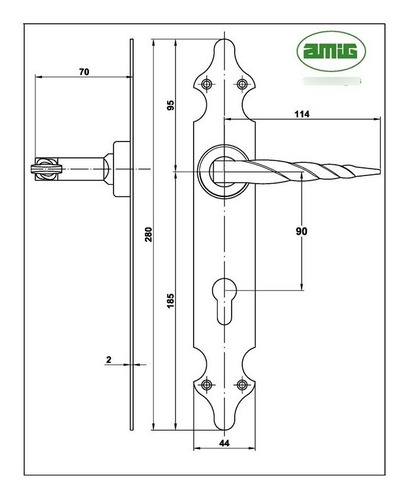 Cerradura Amig-bruken 102pb rústica negro mate entero