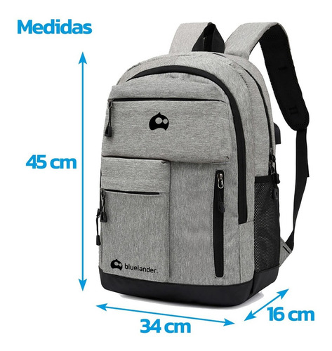Mayoreo 10 Mochilas Antirrobo Para Laptop Con Cargador Usb Color Gris Diseño de la tela Lisa