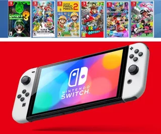 Nintendo Switch Oled 64 Gb + 4 Jogos - Receba Hoje Sp