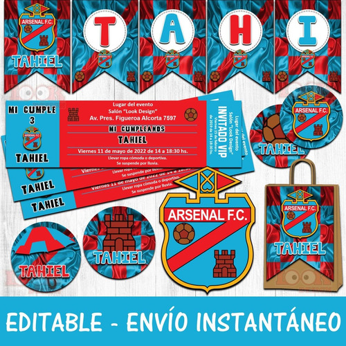 Kit Imprimible Candybar Arsenal Fútbol Club 100% Editable