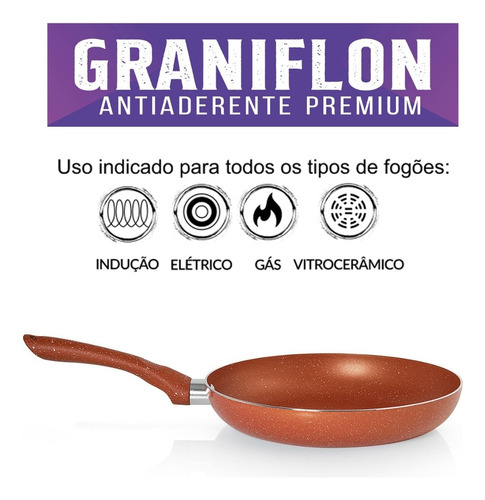 Frigideira Antiaderente 20cm Laranja Graniflon Moda Do Chef