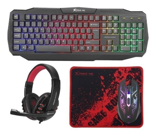 Imagen 2 de 6 de Kit de teclado y mouse gamer Xtrike Me CM-406 Inglés US de color negro