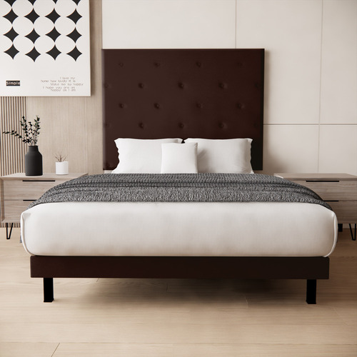 Recamara Quintana King Size Tapiz - Base + Cabecera Color Chocolate