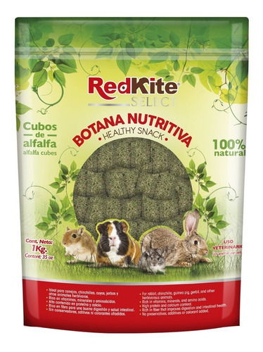 Comida Para Conejos Cubos De Alfalfa Bolsa 1 Kg Redkite