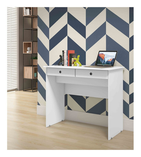 Imagem 2 de 4 de Escrivaninha EJ Móveis 2 Gavetas mdp de 900mm x 770mm x 450mm branco