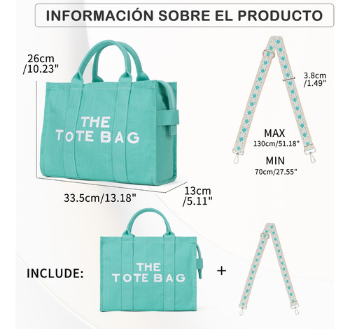 Tote Bolsas Mujer Lona Para Compras Greentribes Color Macaron Green