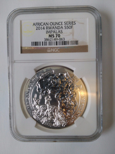 Onza Troy Plata .999 2014 Rwanda  African Wildlife  Ngc Ms70