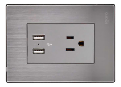 Tomacorriente Con Tierra +2usb Serie Inox I105u Igoto