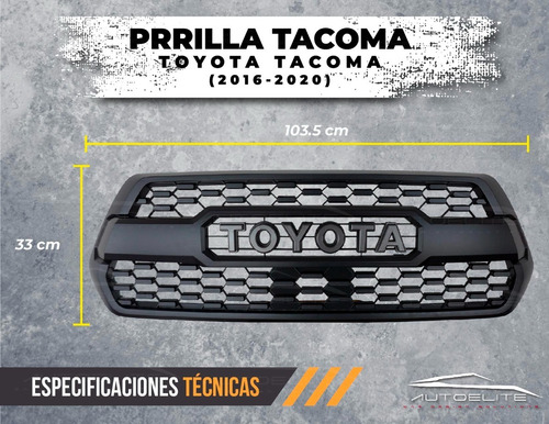 Imagen 5 de 9 de Parrilla Toyota Tacoma 2016 2017 Negra Con Emblema Plateado