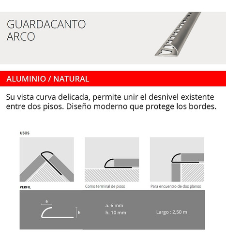 Guarda Para Baños Y Hogar Arco Aluminio / Natural Atrim