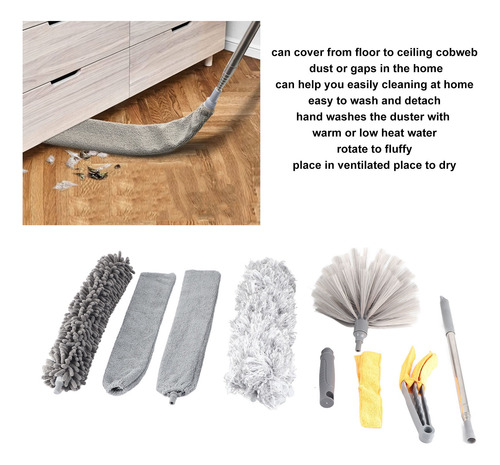 Plumero De Plumas, 9 Unidades, Kit De Microfibra, Extensible