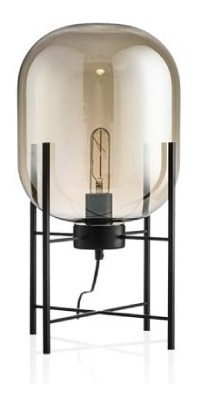 Imagen 2 de 7 de Lampara De Mesa Rita Tulipa De Vidrio Ámbar E27 Apto Led