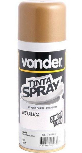 Tinta Spray Metálica Ouro 200ml/110g - Vonder