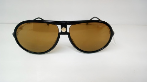 Anteojos De Sol Carrera De Sol Car1020/s 807k1, Color Dorado/negro Con Marco Color Negro, Lente Café De Mica, Varilla Dorada