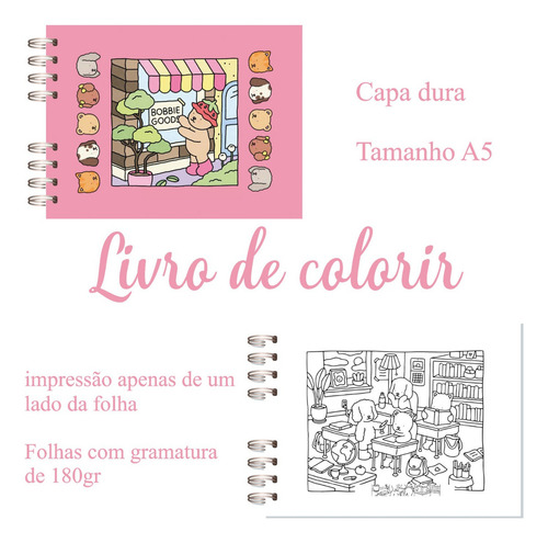 Livro De Colorir Bobbie Goods 50 Folhas Caderno De Desenhos Cor Rosa