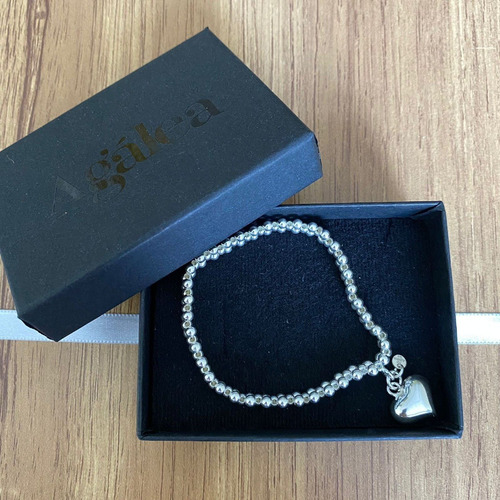 Imagen 8 de 10 de Pulsera De Plata 925 Bolitas Y Dije De Corazón Mujer Agálea