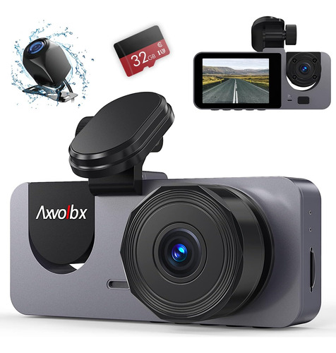 3 Channel 1080p Dash Cam Front And Rear Inside,32gb Sd Card 