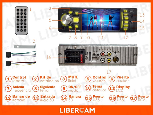Imagen 8 de 10 de Stereo Pantalla 4 Pulgadas Usb Sd Mp5 Bluetooth Car Auto