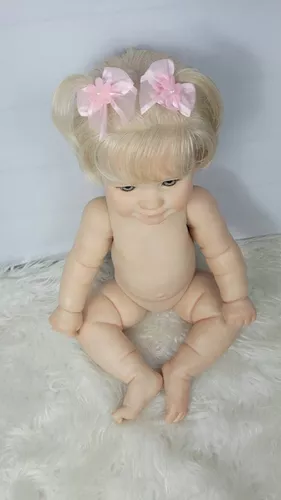 Bebê Reborn Maddie Loira Para Banho Cabelo Fio A Fio 60cm