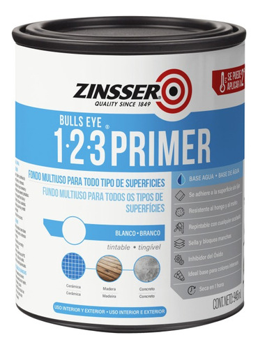 Primer Base Agua Zinsser 1-2-3 Rust-oluem, Blanco/gris Mate