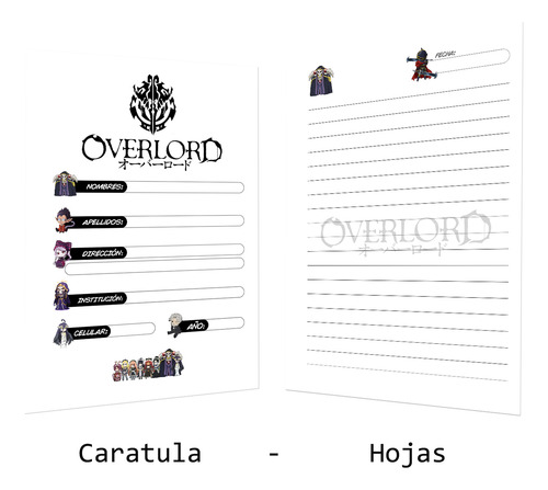 Libreta Notas A6 Anime Overlord