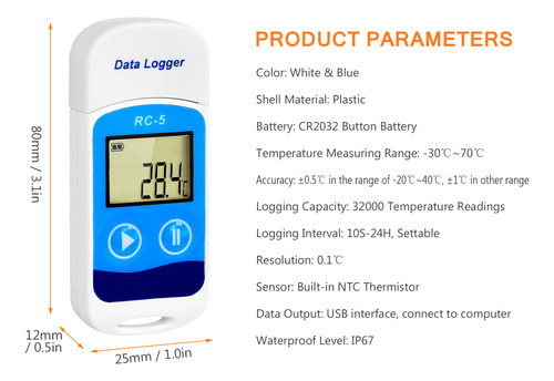 Registrador De Datos Con Pantalla, Precisión Ip67, Registrad