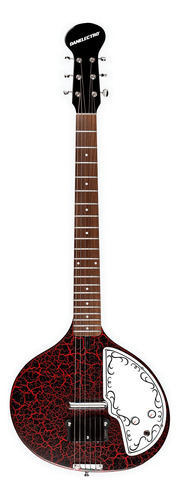 Guitarra eléctrica Danelectro Baby Sitar round de madera maciza red crackle brillante con diapasón de granadillo brasileño