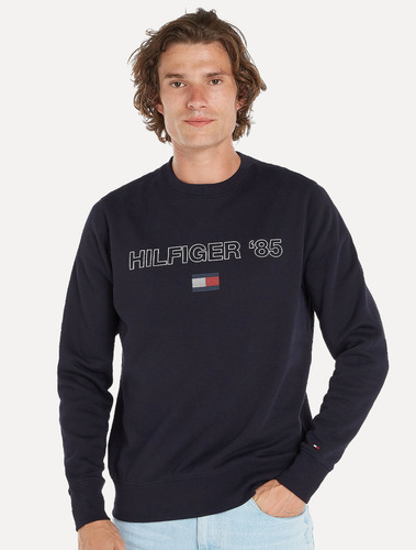 Moletom Tommy Hilfiger Crewneck '85 Silk Azul Marinho