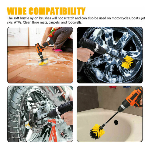 Kit De Brochas Para Lavar Coches, Taladro Automático, 4 Piez