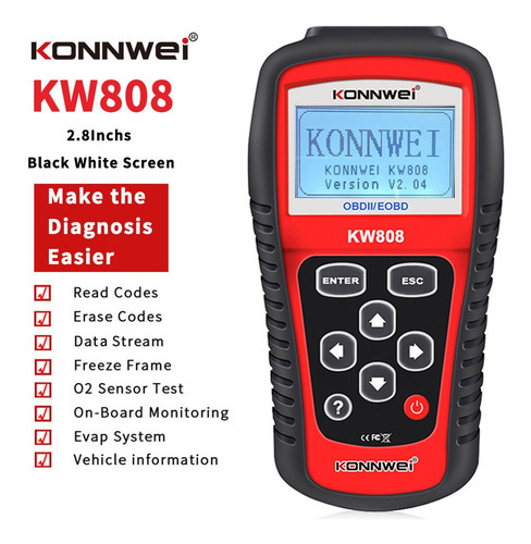 Konnwei Kw808 - Escáner Para Coche, Compatible Con 5 Idiomas