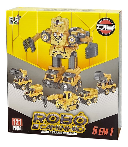 Super Robô Transformers Amarelo 5 Em 1 De Montar 121 Peças