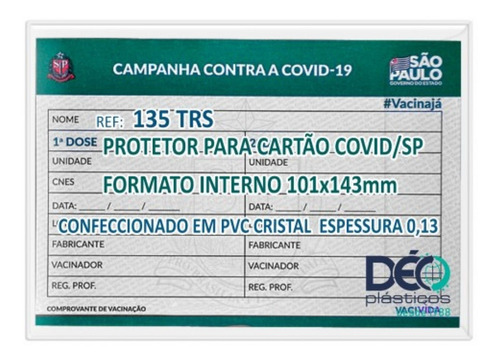 Capa Protetora Para Cartão Vacina Covid-19 Sp  4 Peças