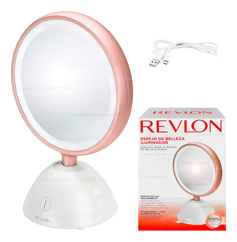 Espejo Recargable Y Luz Revlon Aumento 5x Maquillaje Tocador